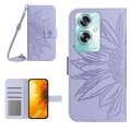 For OPPO Reno11 F 5G/F25 Pro 5G Skin Feel Sun Flower Embossed Flip Leather Phone Case with Lanyard(P