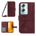 For OPPO Reno11 F 5G/F25 Pro 5G Skin Feel Sun Flower Embossed Flip Leather Phone Case with Lanyard(W