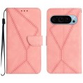 For Google Pixel 9 Pro Stitching Embossed Leather Phone Case(Pink)