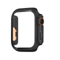 For Apple Watch Series 9 / 8 / 7 41mm Tempered Film Hybrid PC Integrated Watch Case(Black Orange)