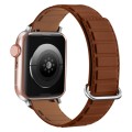 For Apple Watch Ultra 49mm Reverse Buckle Magnetic Silicone Watch Band(Silver Buckle Brown)
