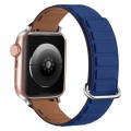 For Apple Watch 8 41mm Reverse Buckle Magnetic Silicone Watch Band(Silver Buckle Blue)