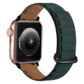For Apple Watch 8 41mm Reverse Buckle Magnetic Silicone Watch Band(Black Buckle Green Brown)