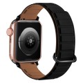 For Apple Watch 8 41mm Reverse Buckle Magnetic Silicone Watch Band(Black Buckle Black Brown)