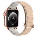 For Apple Watch 8 41mm Reverse Buckle Magnetic Silicone Watch Band(Rose Buckle Milk Grey)