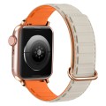For Apple Watch 8 41mm Reverse Buckle Magnetic Silicone Watch Band(Rose Buckle Starlight Orange)