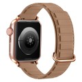 For Apple Watch 8 45mm  Reverse Buckle Magnetic Silicone Watch Band(Rose Buckle Milk Apricot)