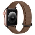 For Apple Watch 7 41mm Reverse Buckle Magnetic Silicone Watch Band(Black Buckle Coffee)