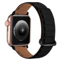 For Apple Watch 7 45mm Reverse Buckle Magnetic Silicone Watch Band(Black Buckle Black Brown)