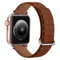 For Apple Watch 5 44mm Reverse Buckle Magnetic Silicone Watch Band(Silver Buckle Brown)