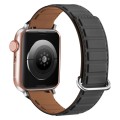 For Apple Watch 3 42mm Reverse Buckle Magnetic Silicone Watch Band(Silver Buckle Grey Brown)