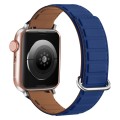 For Apple Watch 38mm Reverse Buckle Magnetic Silicone Watch Band(Silver Buckle Blue)