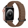 For Apple Watch 38mm Reverse Buckle Magnetic Silicone Watch Band(Black Buckle Coffee)