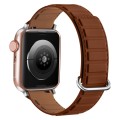For Apple Watch Ultra 2 49mm Reverse Buckle Magnetic Silicone Watch Band(Silver Buckle Brown)