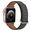 For Apple Watch SE 2023 44mm Reverse Buckle Magnetic Silicone Watch Band(Silver Buckle Grey Brown)