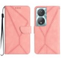 For Honor 90 Smart Stitching Embossed Leather Phone Case(Pink)