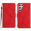 For Samsung Galaxy S24 Ultra 5G Stitching Embossed Leather Phone Case(Red)