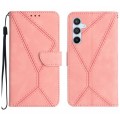For Samsung Galaxy A35 5G Stitching Embossed Leather Phone Case(Pink)
