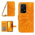 For Honor 200 Lite Skin Feel Sun Flower Pattern Leather Phone Case with Lanyard(Yellow)