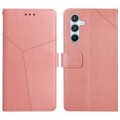 For Samsung Galaxy A15 Y-shaped Pattern Flip Leather Phone Case(Pink)