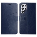 For Samsung Galaxy S24 Ultra 5G Y-shaped Pattern Flip Leather Phone Case(Blue)