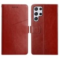 For Samsung Galaxy S24 Ultra 5G Y-shaped Pattern Flip Leather Phone Case(Brown)