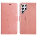 For Samsung Galaxy S24 Ultra 5G Y-shaped Pattern Flip Leather Phone Case(Pink)