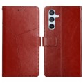 For Samsung Galaxy A55 5G Y-shaped Pattern Flip Leather Phone Case(Brown)