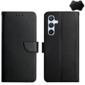 For Samsung Galaxy A55 5G HT02 Genuine Leather Fingerprint-proof Flip Phone Case(Black)
