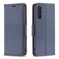 For Samsung Galaxy A34 5G Litchi Texture Pure Color Flip Leather Phone Case(Blue)