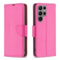 For Samsung Galaxy S24 Ultra 5G Litchi Texture Pure Color Flip Leather Phone Case(Rose Red)
