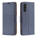 For Samsung Galaxy A35 Litchi Texture Pure Color Flip Leather Phone Case(Blue)
