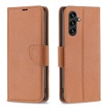 For Samsung Galaxy A55 Litchi Texture Pure Color Flip Leather Phone Case(Brown)
