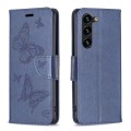 For Samsung Galaxy S24+ 5G Embossing Two Butterflies Pattern Leather Phone Case(Blue)