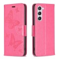 For Samsung Galaxy S24 5G Embossing Two Butterflies Pattern Leather Phone Case(Rose Red)