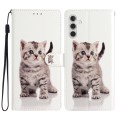 For Samsung Galaxy A25 5G Colored Drawing Leather Phone Case(Little Tabby Cat)