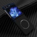 For Samsung Galaxy Z Flip5 Carbon Fiber Texture MagSafe Magnetic Phone Case(Black Blue)