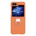 For Samsung Galaxy Z Flip5 Skin Feel Silicone Foldable Phone Case with Ring(Orange)