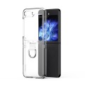 For Samsung Galaxy Z Flip5 Skin Feel Silicone Foldable Phone Case with Ring(Transparent)