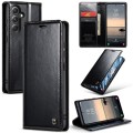For Samsung Galaxy S23 FE CaseMe-003 PU + PC Business Style Crazy Horse Texture Leather Phone Case(B