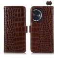 For Honor 100 Crocodile Top Layer Cowhide Leather Phone Case(Brown)