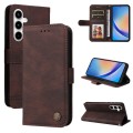 For Samsung Galaxy A35 Skin Feel Life Tree Metal Button Leather Phone Case(Brown)