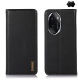 For Honor 100 Pro KHAZNEH Nappa Top Layer Cowhide Leather Phone Case(Black)