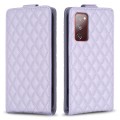 For Samsung Galaxy S20 FE Diamond Lattice Vertical Flip Leather Phone Case(Purple)