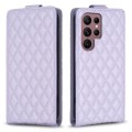 For Samsung Galaxy S22 Ultra 5G Diamond Lattice Vertical Flip Leather Phone Case(Purple)