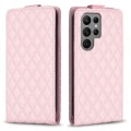 For Samsung Galaxy S24 Ultra 5G Diamond Lattice Vertical Flip Leather Phone Case(Pink)