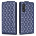 For Samsung Galaxy A35 Diamond Lattice Vertical Flip Leather Phone Case(Blue)