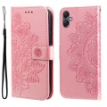For Samsung Galaxy A05 7-petal Flowers Embossing Leather Phone Case(Rose Gold)