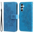 For Samsung Galaxy A05s 7-petal Flowers Embossing Leather Phone Case(Blue)