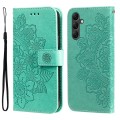 For Samsung Galaxy A15 7-petal Flowers Embossing Leather Phone Case(Green)